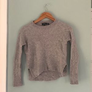 THEORY 100% Cashmere Crop Gray Sweater listed size Small - fits like an XS